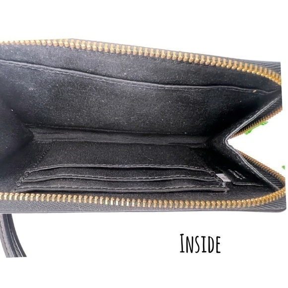 Coach Black Pebble Leather Acordion Zip Wallet no strap | eBay Coach Black Leather Mid-Size Zip Accordion Wallet